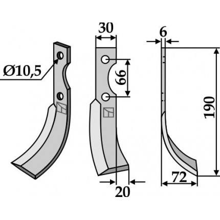 Фрезерный нож, правый