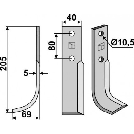 Фрезерный нож, левый
