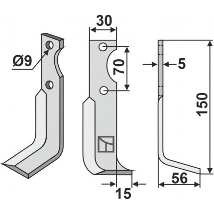 Фрезерный нож, правый
