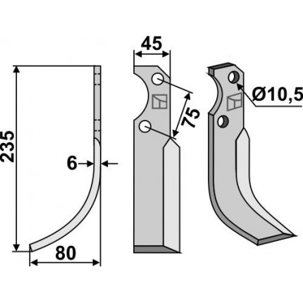 Фрезерный нож, левый