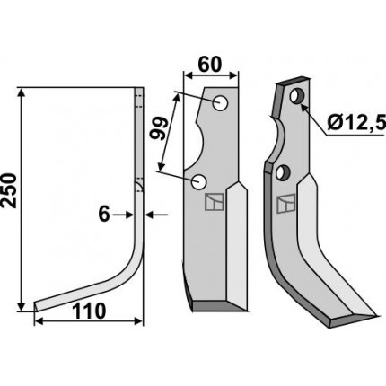 Фрезерный нож, левый