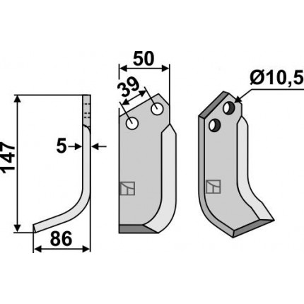 Фрезерный нож, левый