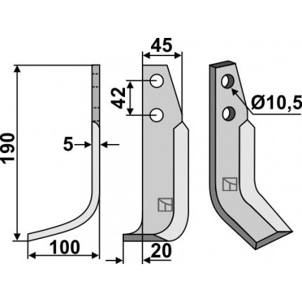 Фрезерный нож, левый
