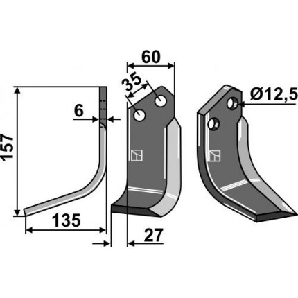 Фрезерный нож, левый