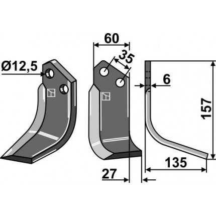 Фрезерный нож, правый