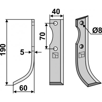 Фрезерный нож, левый