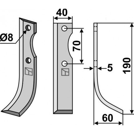 Фрезерный нож, правый