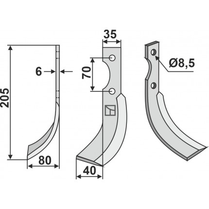 Фрезерный нож, левый