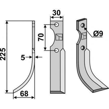 Фрезерный нож, левый