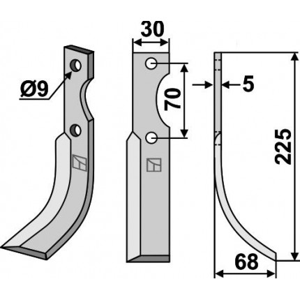 Фрезерный нож, правый