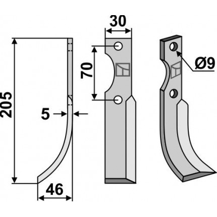 Фрезерный нож, левый