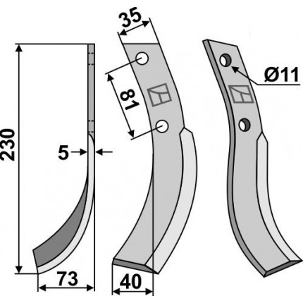 Фрезерный нож, левый