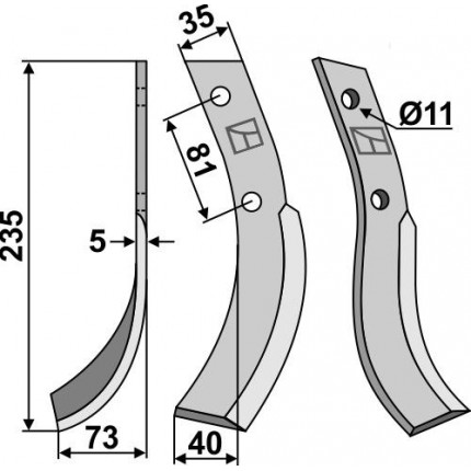 Фрезерный нож, левый