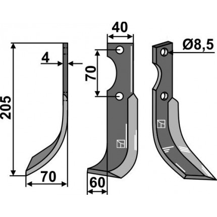 Фрезерный нож, левый