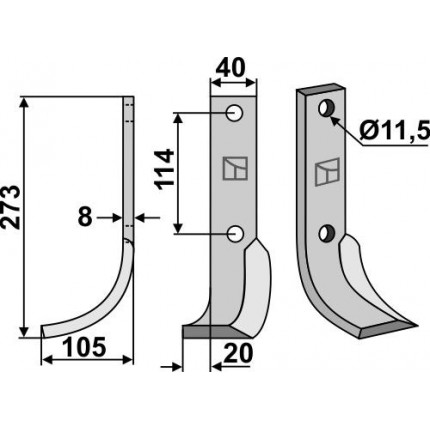 Фрезерный нож, левый