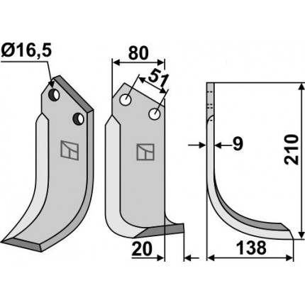 Фрезерный нож, правый