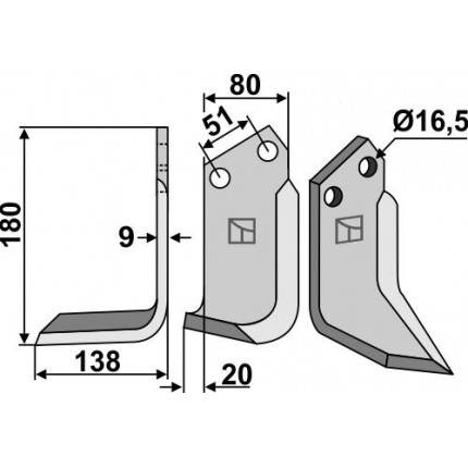 Фрезерный нож, левый