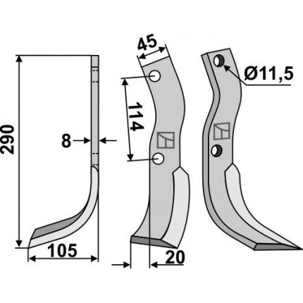 Фрезерный нож, левый