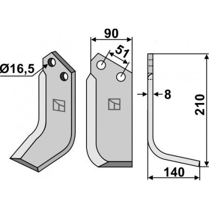 Фрезерный нож, правый