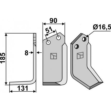 Фрезерный нож, левый