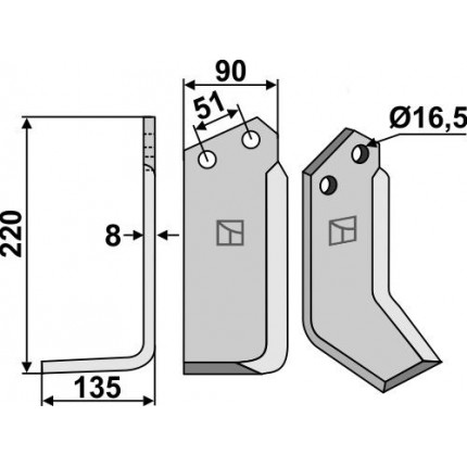 Фрезерный нож, левый