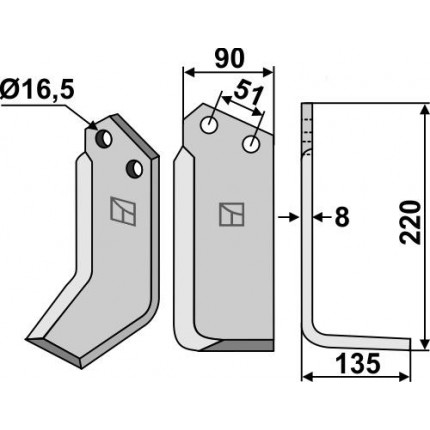 Фрезерный нож, правый