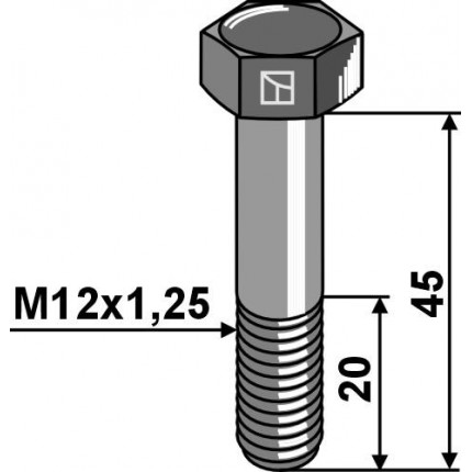 Шестигранный болт с тонкой резьбой - M12x1,25 - 12.9