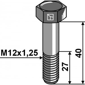 Шестигранный болт с тонкой резьбой - M12x1,25 - 12.9