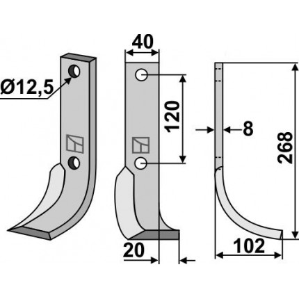 Фрезерный нож, правый