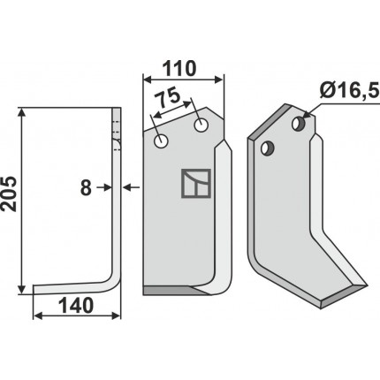 Фрезерный нож, левый