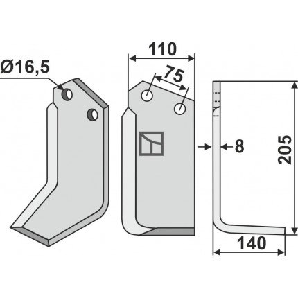 Фрезерный нож, правый