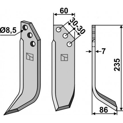 Фрезерный нож, правый