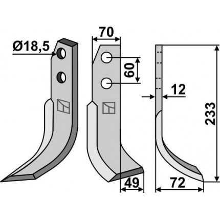 Фрезерный нож, правый