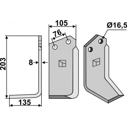 Фрезерный нож, левый