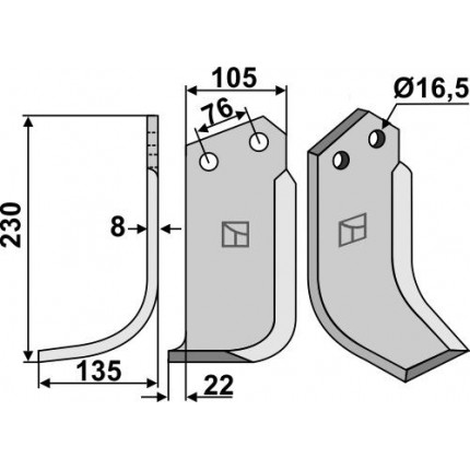 Фрезерный нож, левый