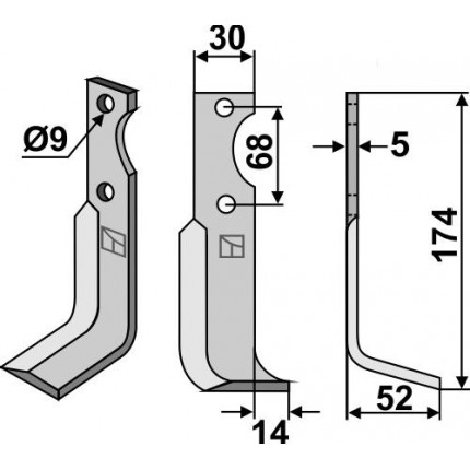 Фрезерный нож, правый