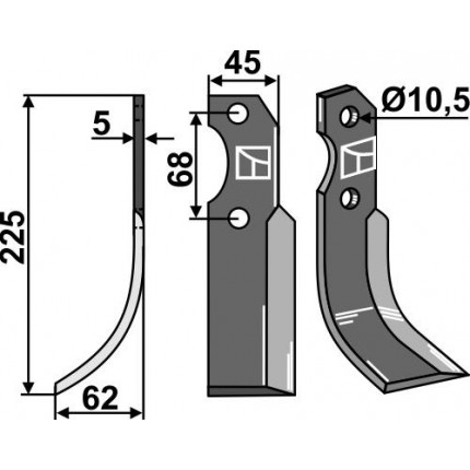 Фрезерный нож, левый