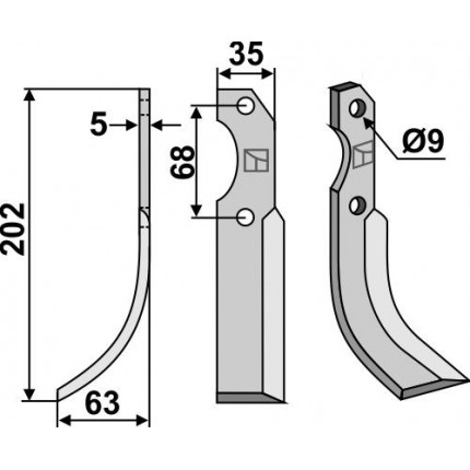Фрезерный нож, левый