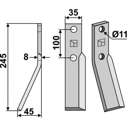 Ротационный зуб, левый