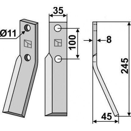Ротационный зуб, правый