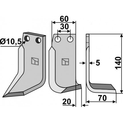 Фрезерный нож, правый
