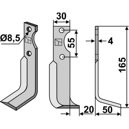 Фрезерный нож, правый