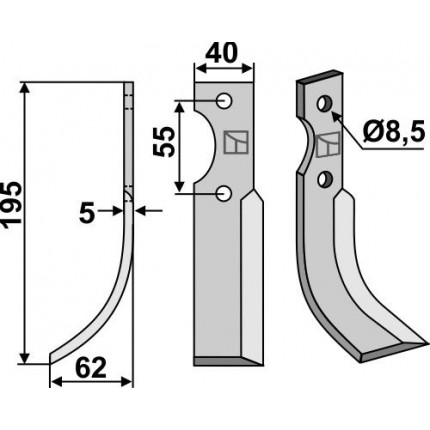 Фрезерный нож, левый