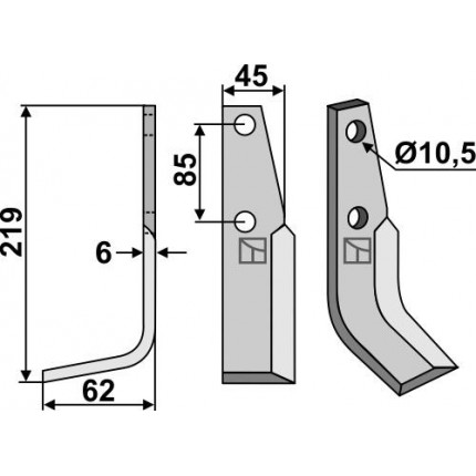 Фрезерный нож, левый