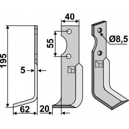 Фрезерный нож, левый
