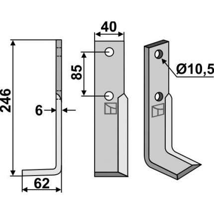 Фрезерный нож, левый
