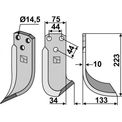 Фрезерный нож, правый