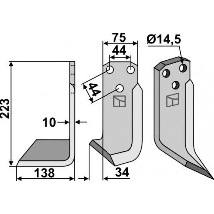 Фрезерный нож, левый