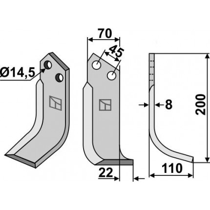 Фрезерный нож, правый