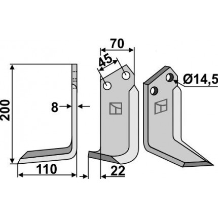 Фрезерный нож, левый